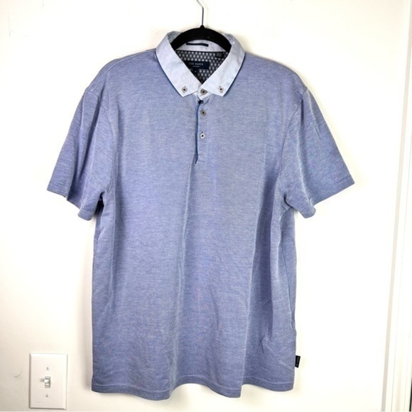 Ted Baker Blue Short Sleeve Polo model polyester mens size 6/XXL - Picture 1 of 8